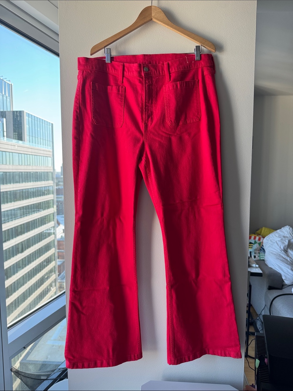 Gap ‘70s Flare High Ride Red Jeans